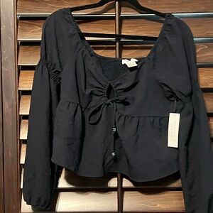 Xhilaration Black Peasant Blouse